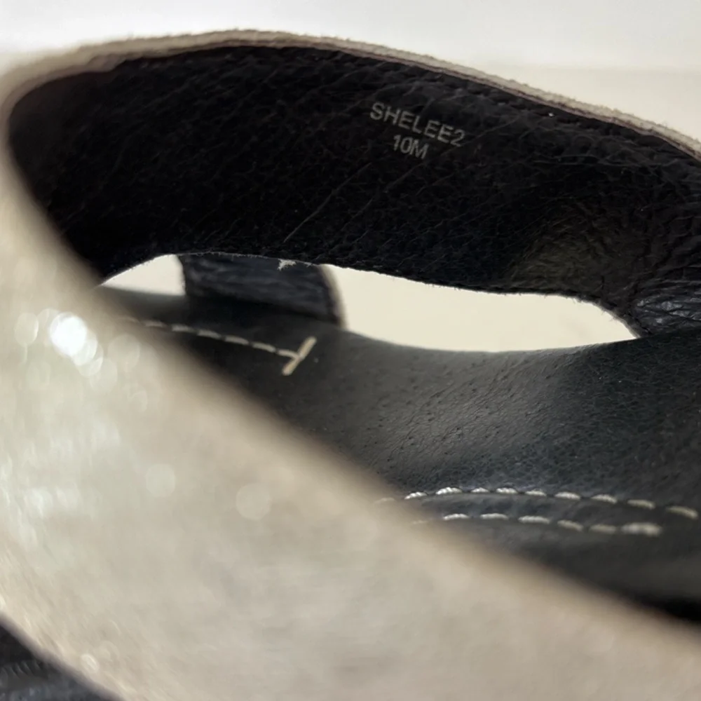 Donald Pliner Shelee2 Metallic Silver Cork Wedge Sandals Size 10 Leather Suede